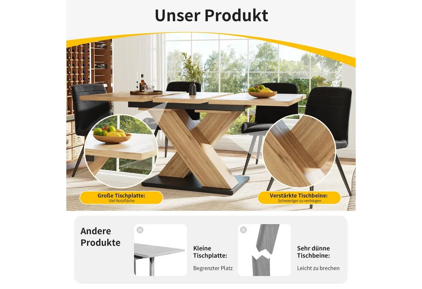 Celya Ausziehtisch Teleskop Holzfarbe Modern - Bild 3