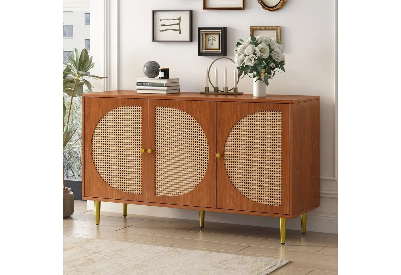Celya Sideboard mit 3 Rattan-Türen und Metallgriffen - Bild 3