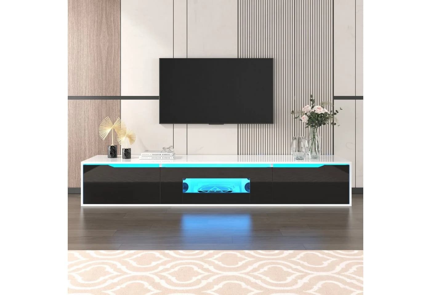 Celya TV-Schrank Hochglanz Schwarz mit LED-Beleuchtung Modern