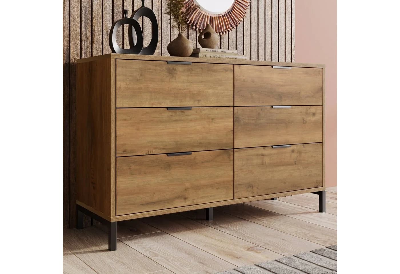 Celya Sideboard 6 Schubladen Natur