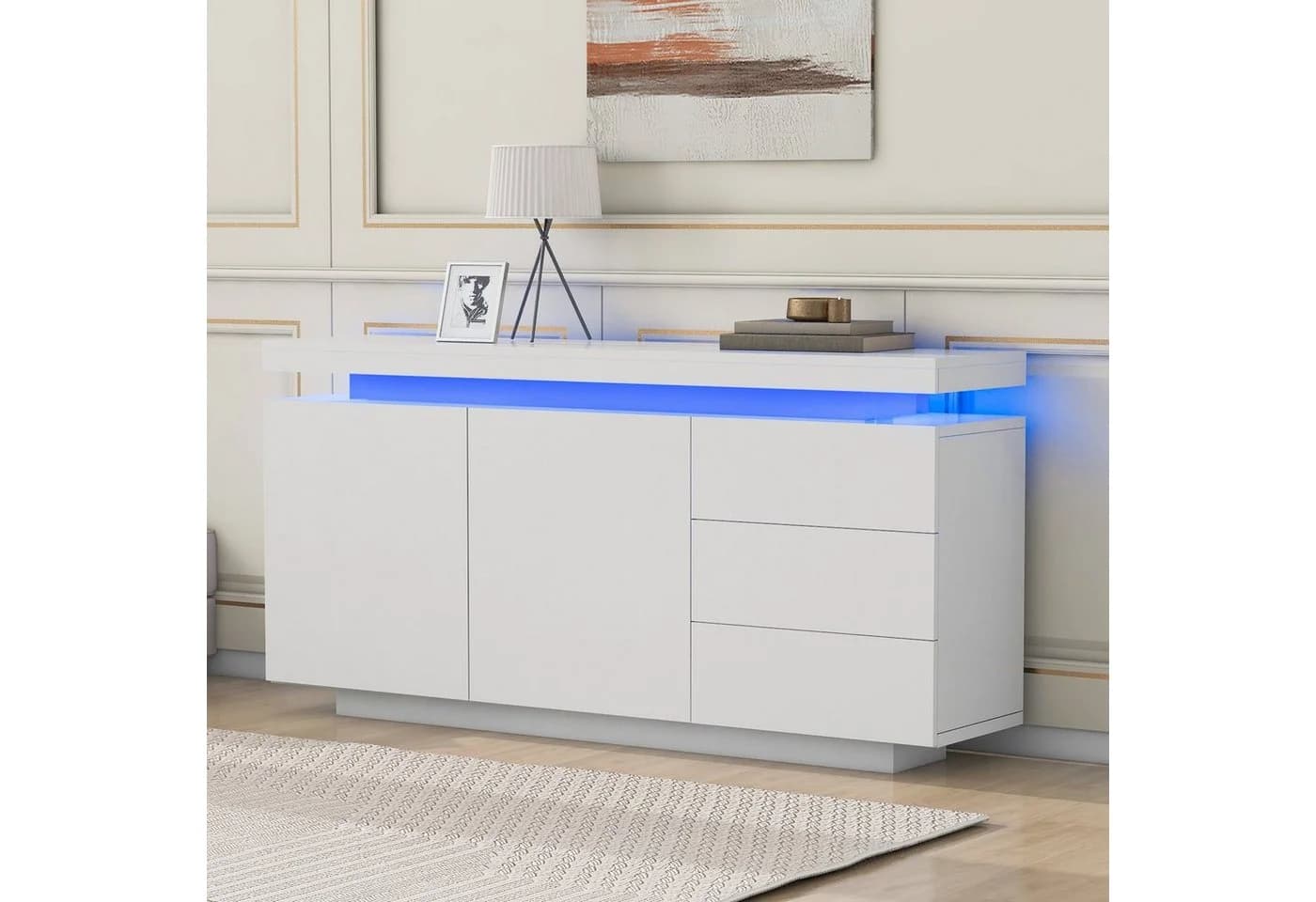 Celya TV-Schrank Sideboard weiß LED Hochglanz