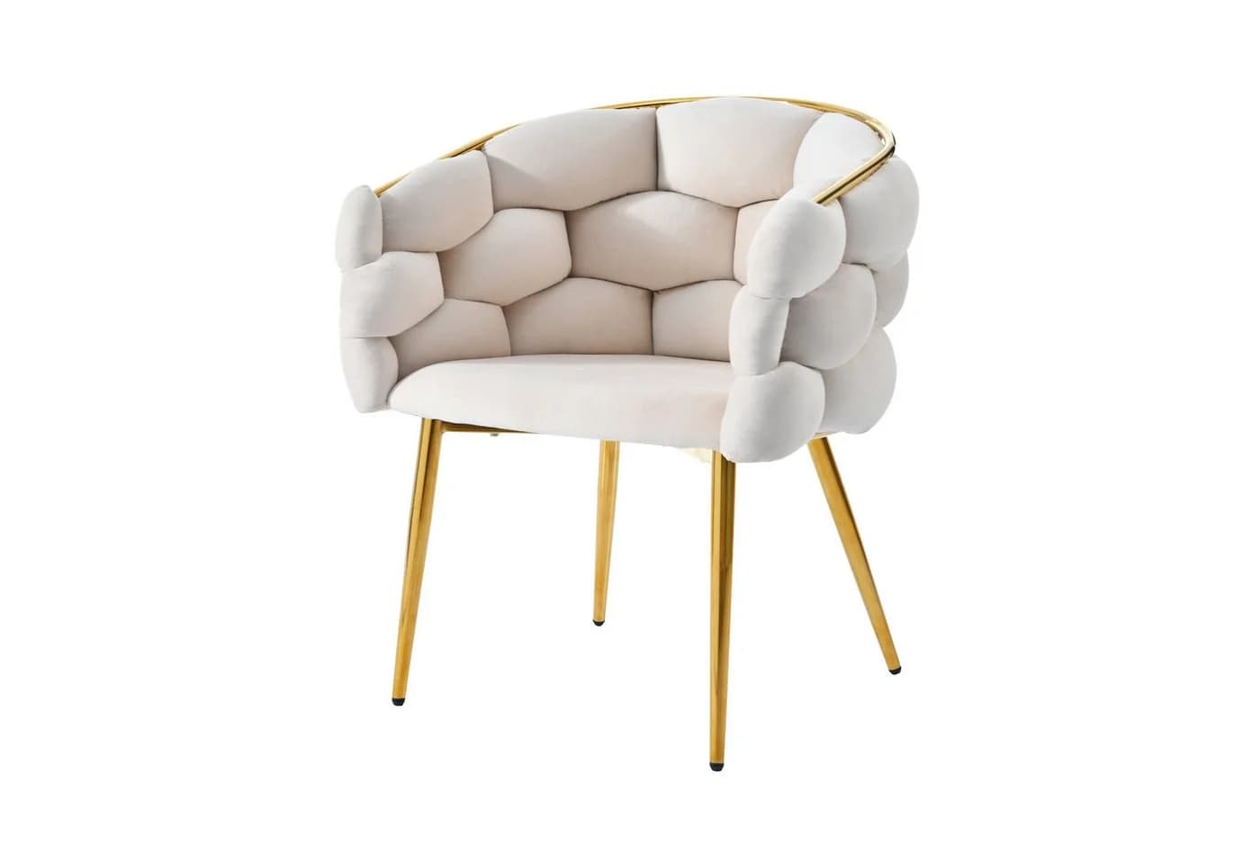 Celya Esszimmerstuhl Samt Beige Gold Metallbeine - Bild 2