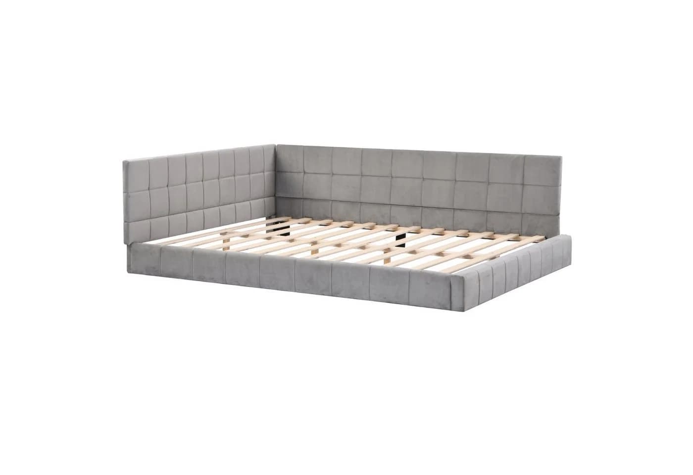 Celya Polsterbett Schlafsofa 140x200 cm Grau Samtstoff - Bild 2