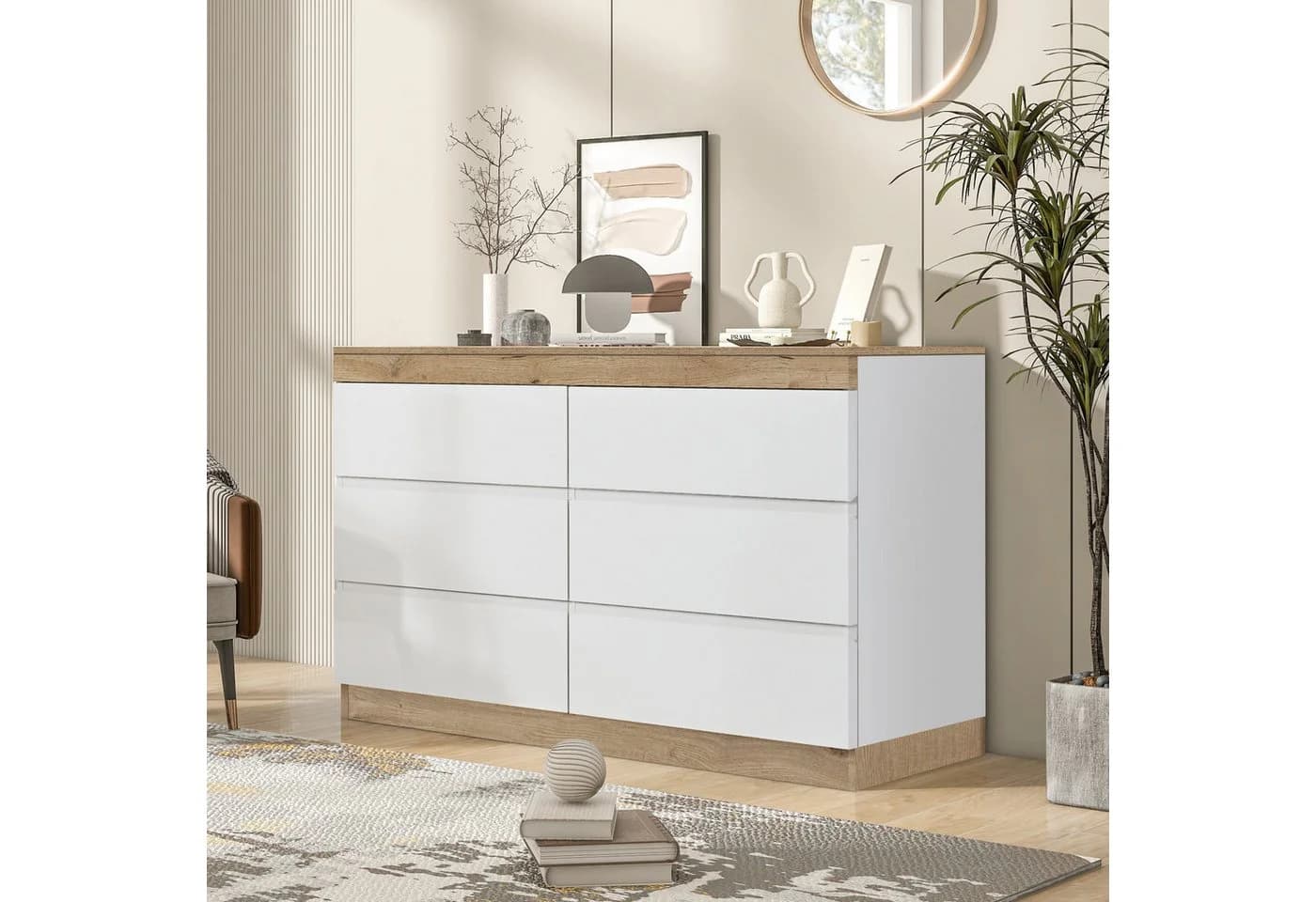 Celya Sideboard Kommode 6 Schubladen Weiß Modern - Bild 2