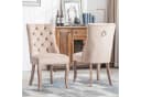 Celya Esszimmerstuhl Beige Samt mit Knopfsteppung & Massivholzgestell Bild 4