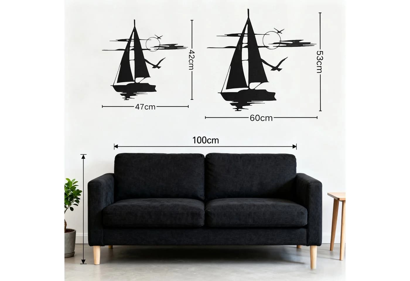 Jumpeak Wanddekoobjekt Segelboot Metall Laserschnitt - Bild 5