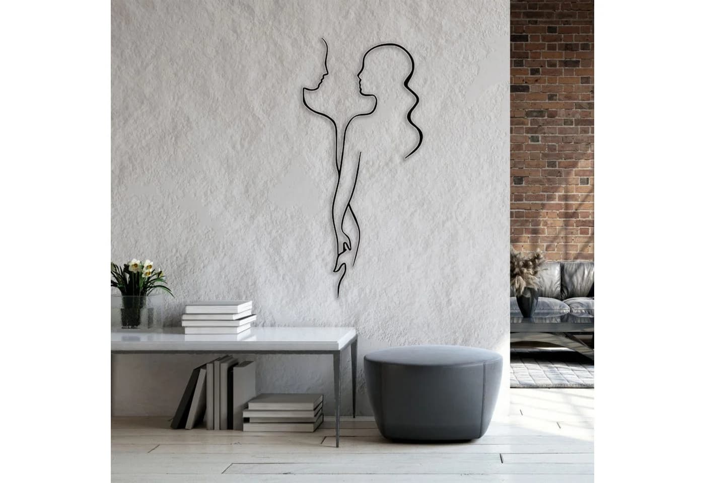 Jumpeak Wanddekoobjekt Metall Paar Hält Hände Wanddekoration Liebe Silhouette Abstrakt - Bild 3