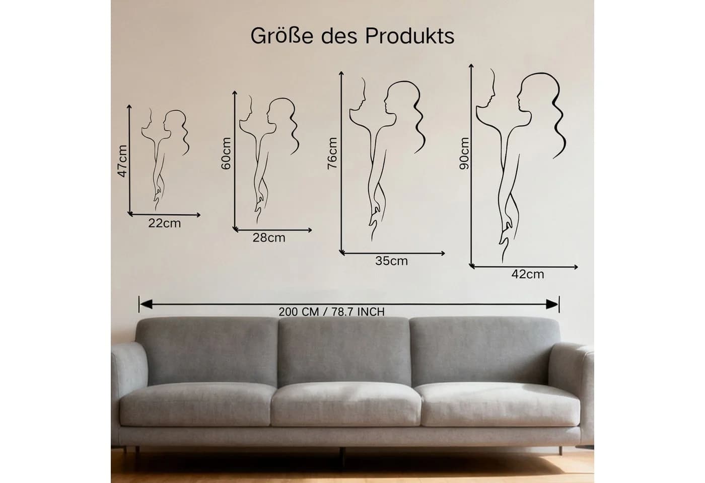 Jumpeak Wanddekoobjekt Metall Paar Hält Hände Wanddekoration Liebe Silhouette Abstrakt - Bild 5