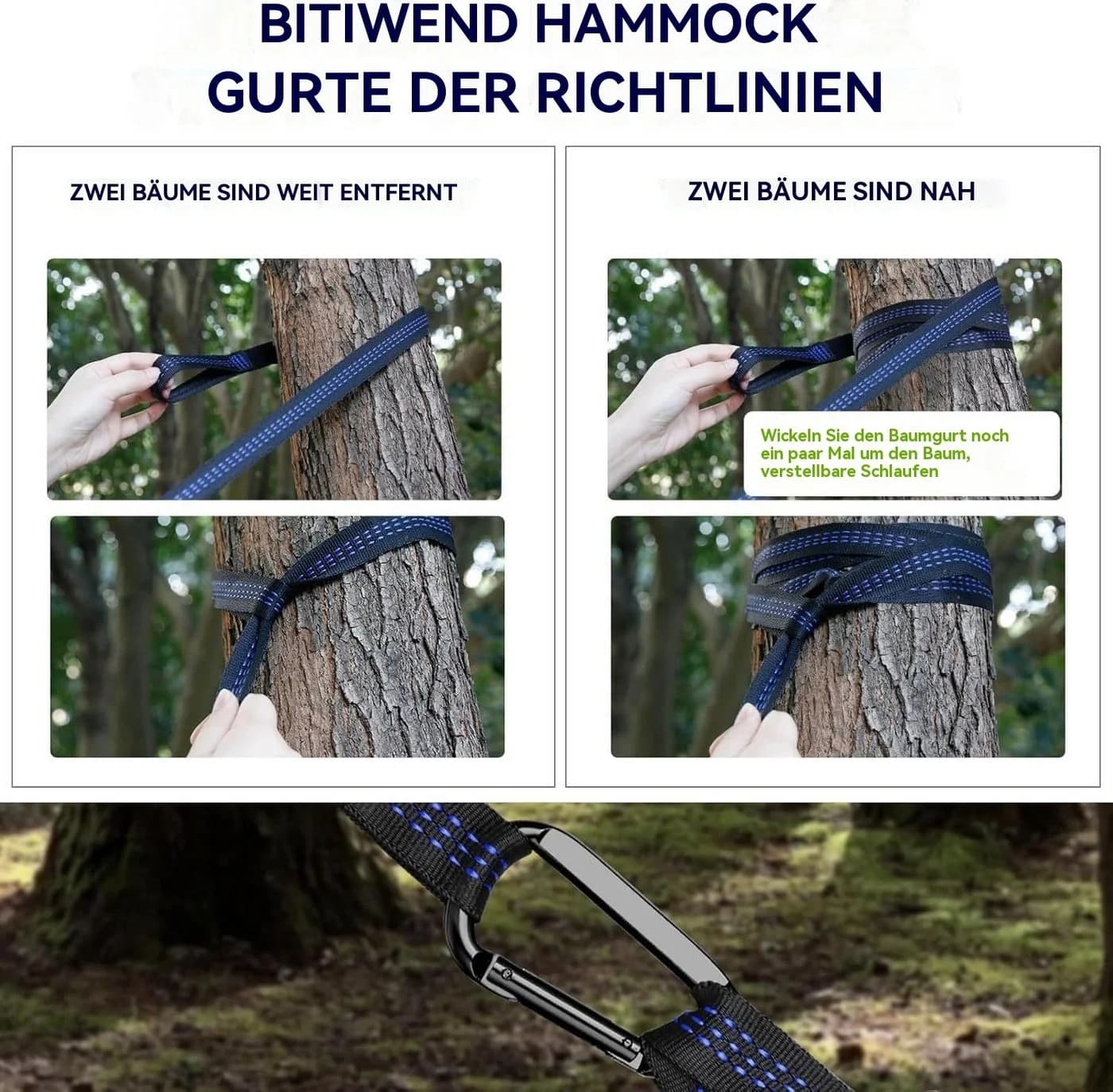 Blusmart Hängematte Camping Doppelhängematte Grün Ultraleicht - Bild 4