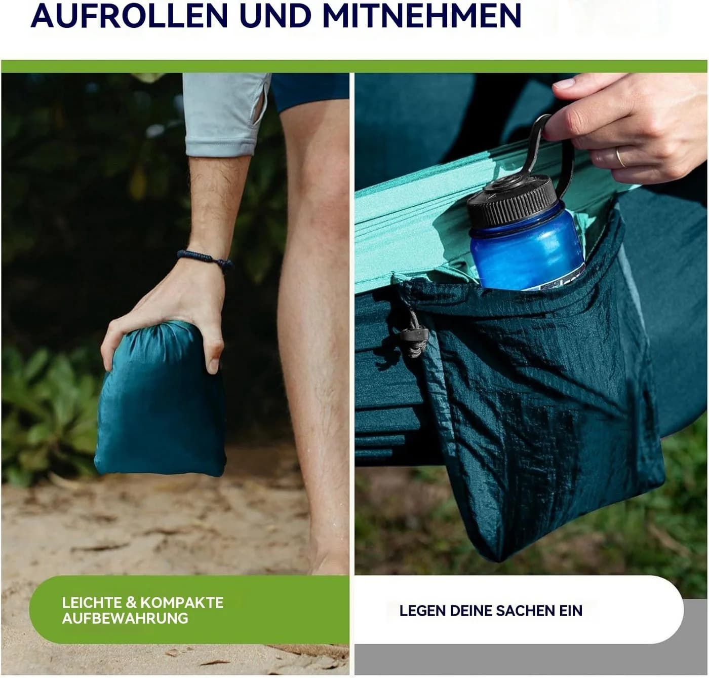 Blusmart Hängematte Camping Doppelhängematte Grün Ultraleicht - Bild 5