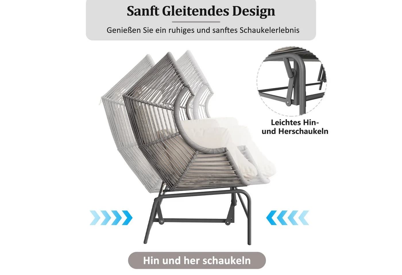 Celya Gartenbank Schaukelstuhl für zwei Personen Grau - Bild 4