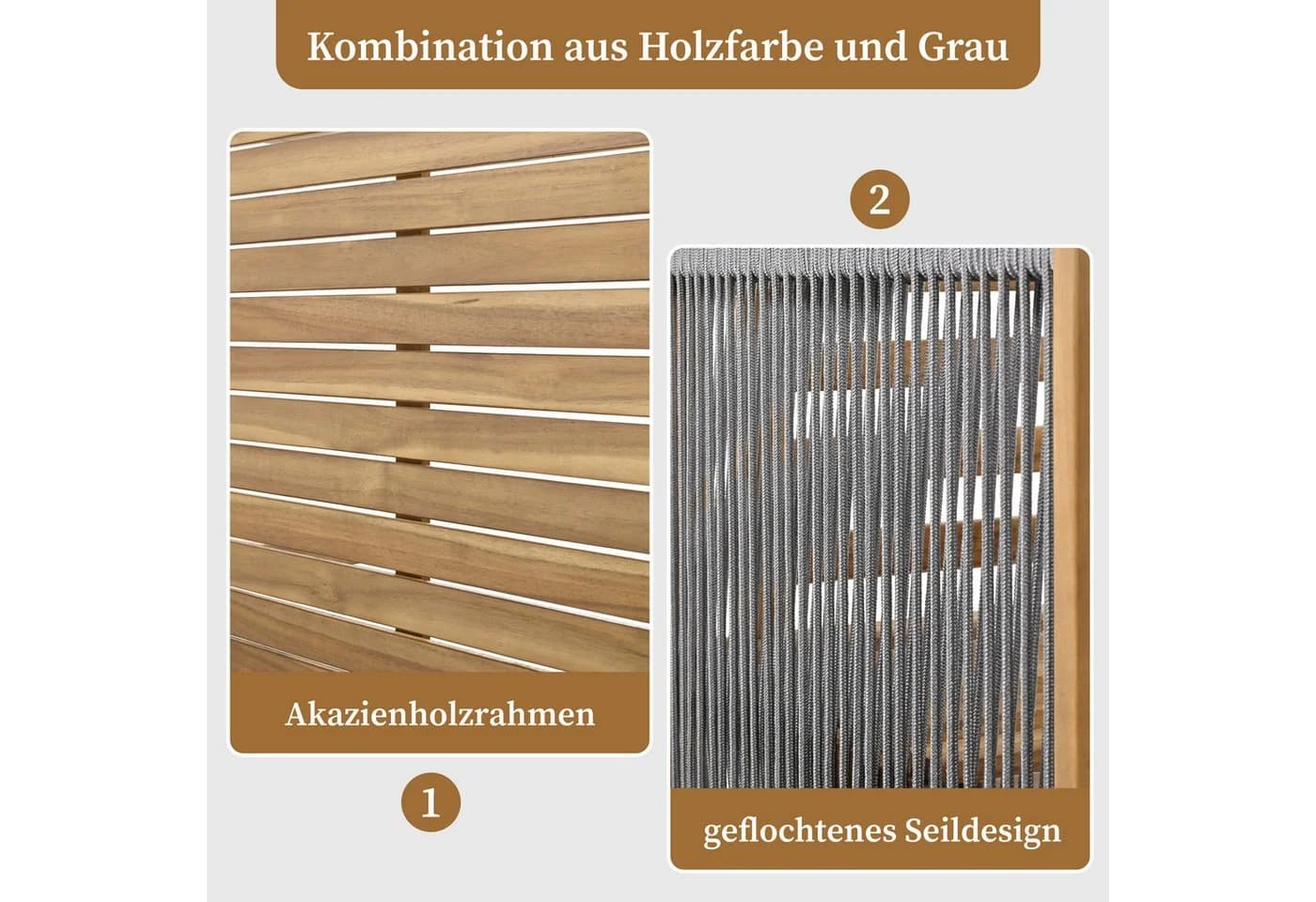 Celya Gartenlounge-Set 8-tlg. Grau/Natur Akazie Polyrattan - Bild 4