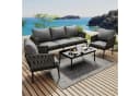 Celya Gartenlounge-Set 5-tlg. Grau mit Sofa, Sesseln & Glastisch Bild 2