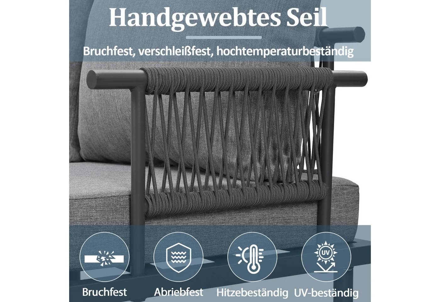 Celya Gartenlounge-Set 6-tlg. Beige/Grau Seil & Stahl - Bild 5