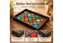 Jumpeak Serviertablett Boho Mosaik-Muster Holz Bild 3