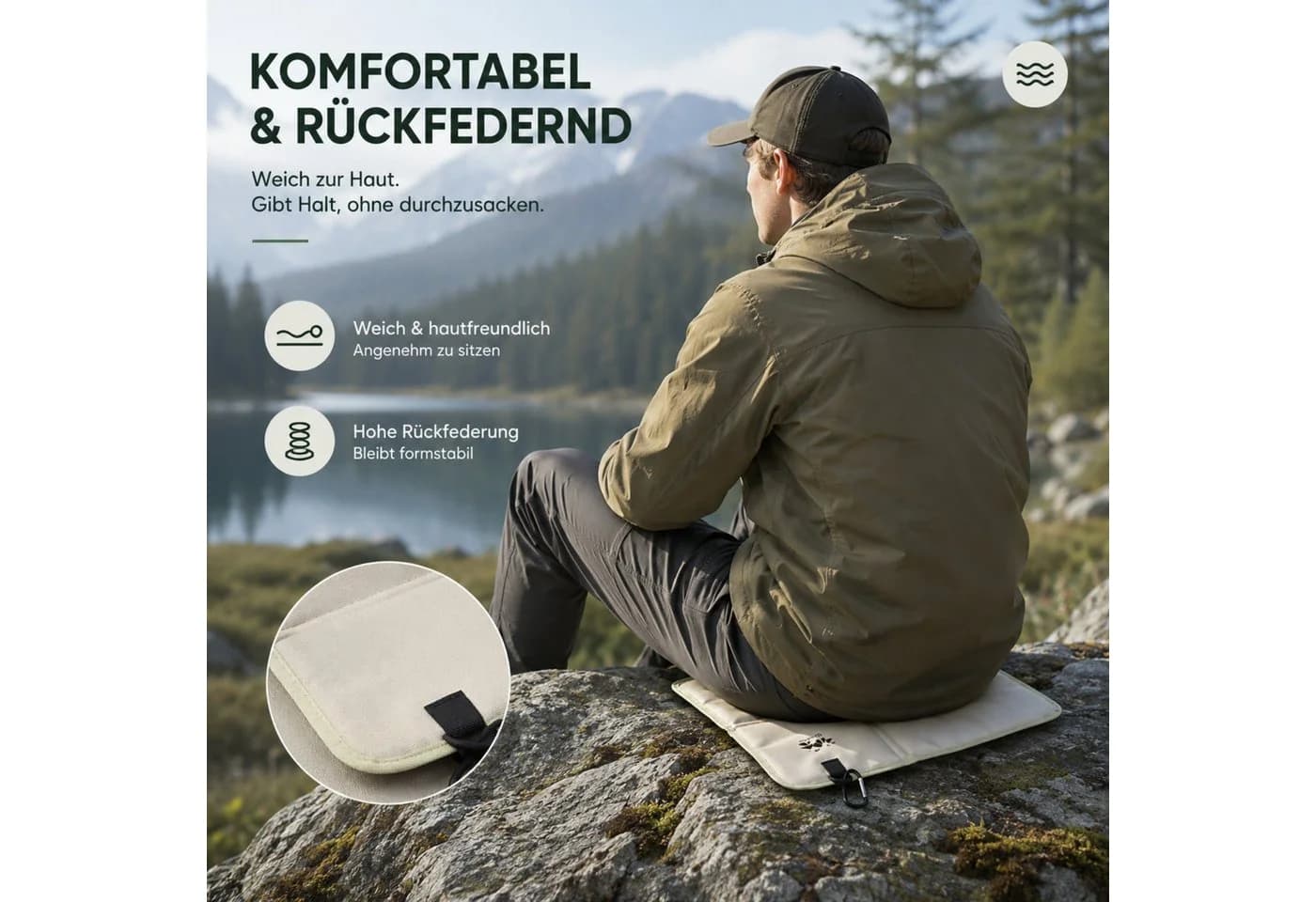 Jumpeak Sitzkissen Camping Outdoor Wasserdicht Faltbar Oxford Schwarz - Bild 5