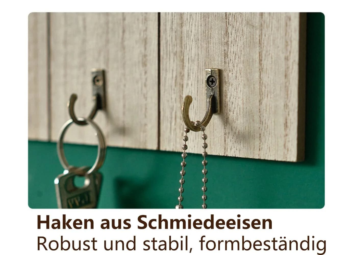 Jumpeak Schlüsselbrett Wand ohne Bohren mit 3 Haken HOME Modell Beige - Bild 5
