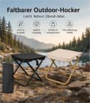 Jumpeak Klappstuhl Outdoor Tragbarer Hocker Schwarz Bild 1