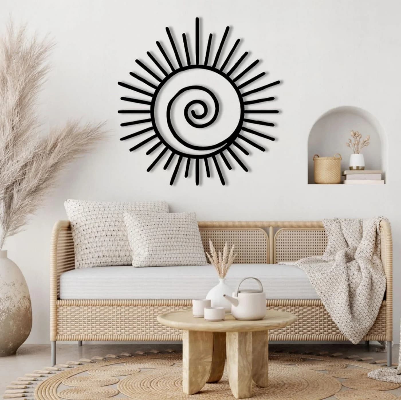Jumpeak Wanddekoobjekt Sonne und Möwe Metall Kunst Wanddekor Gold - Bild 5