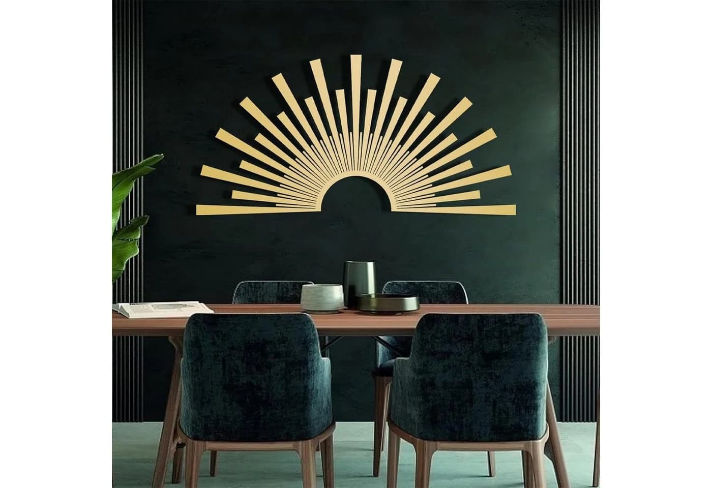 Jumpeak Wanddekoobjekt Sonne Metall Kunst Schwarz/Gold/Silber/Weiß - Bild 5