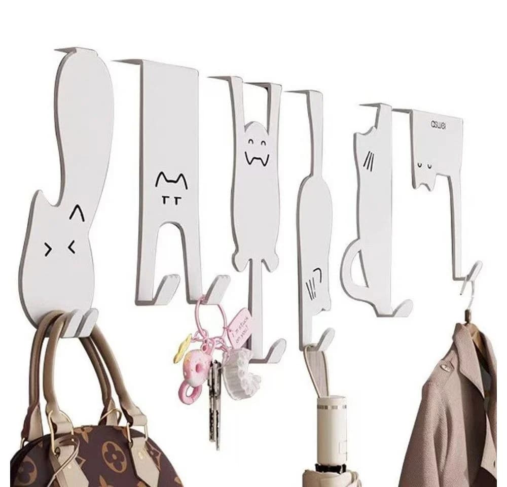 Jumpeak Türhaken Cat Pattern Silent Hook, 6-teiliges Set, Edelstahl, Katzenmuster - Bild 2