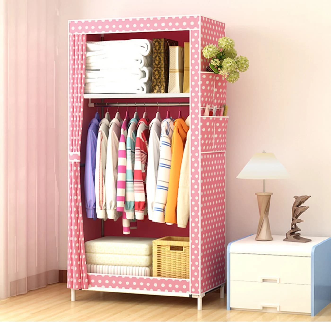 Jumpeak Stoffkleiderschrank mit Stahlrahmen und Vliesstoff