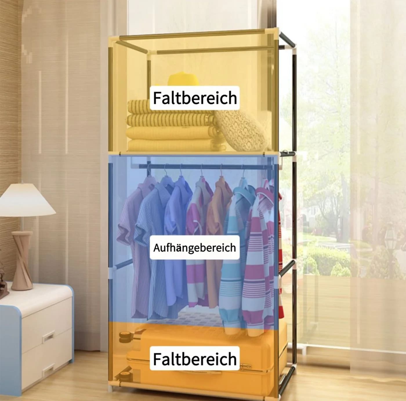 Jumpeak Stoffkleiderschrank mit Stahlrahmen und Vliesstoff - Bild 3