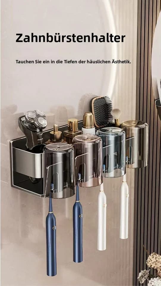 Jumpeak Zahnbürstenhalter Wand Grau Aluminium