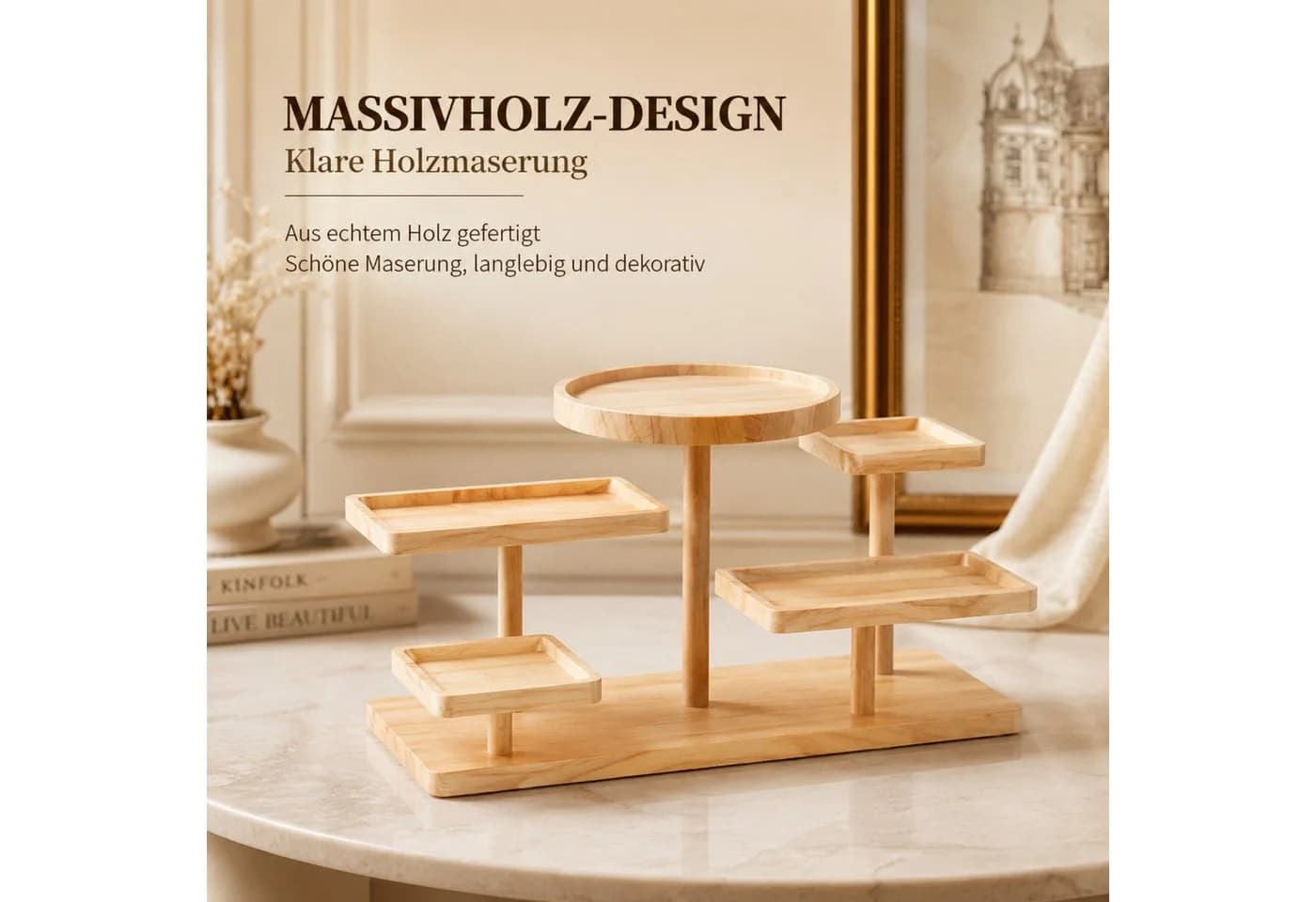 Jumpeak Standregal Hölzerner Verkaufsständer 5-tlg. Nussbaum