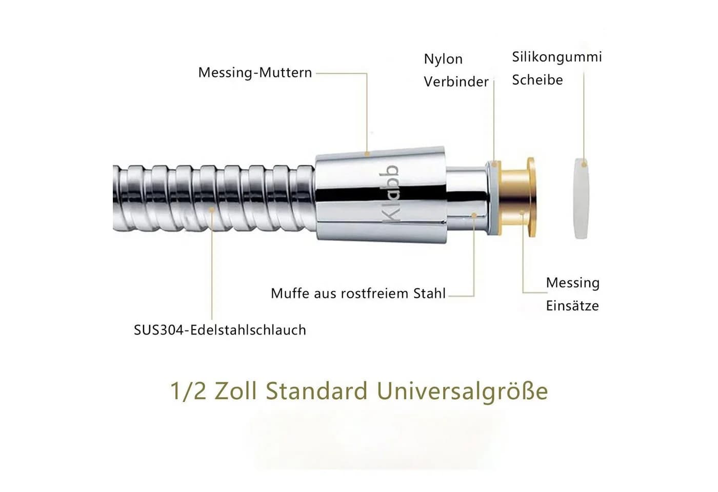 Jumpeak Brausegarnitur Chrom Duschkopf mit 150cm Schlauch - Bild 4