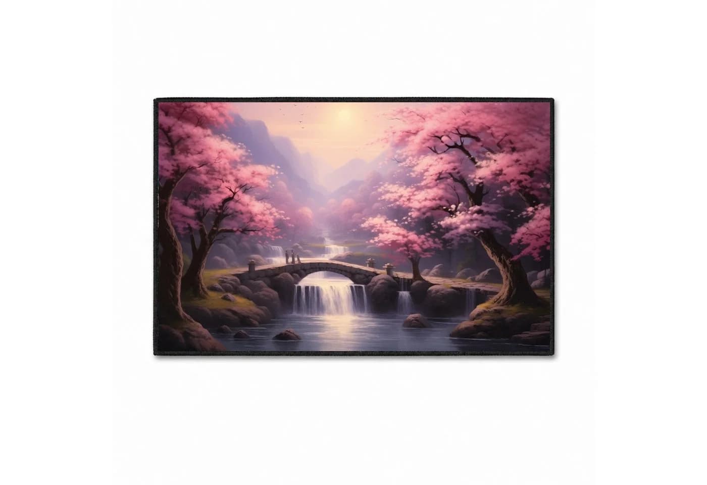 Jumpeak Teppich Japanische Kirschblüten Landschaft Kunstkaschmir - Bild 2