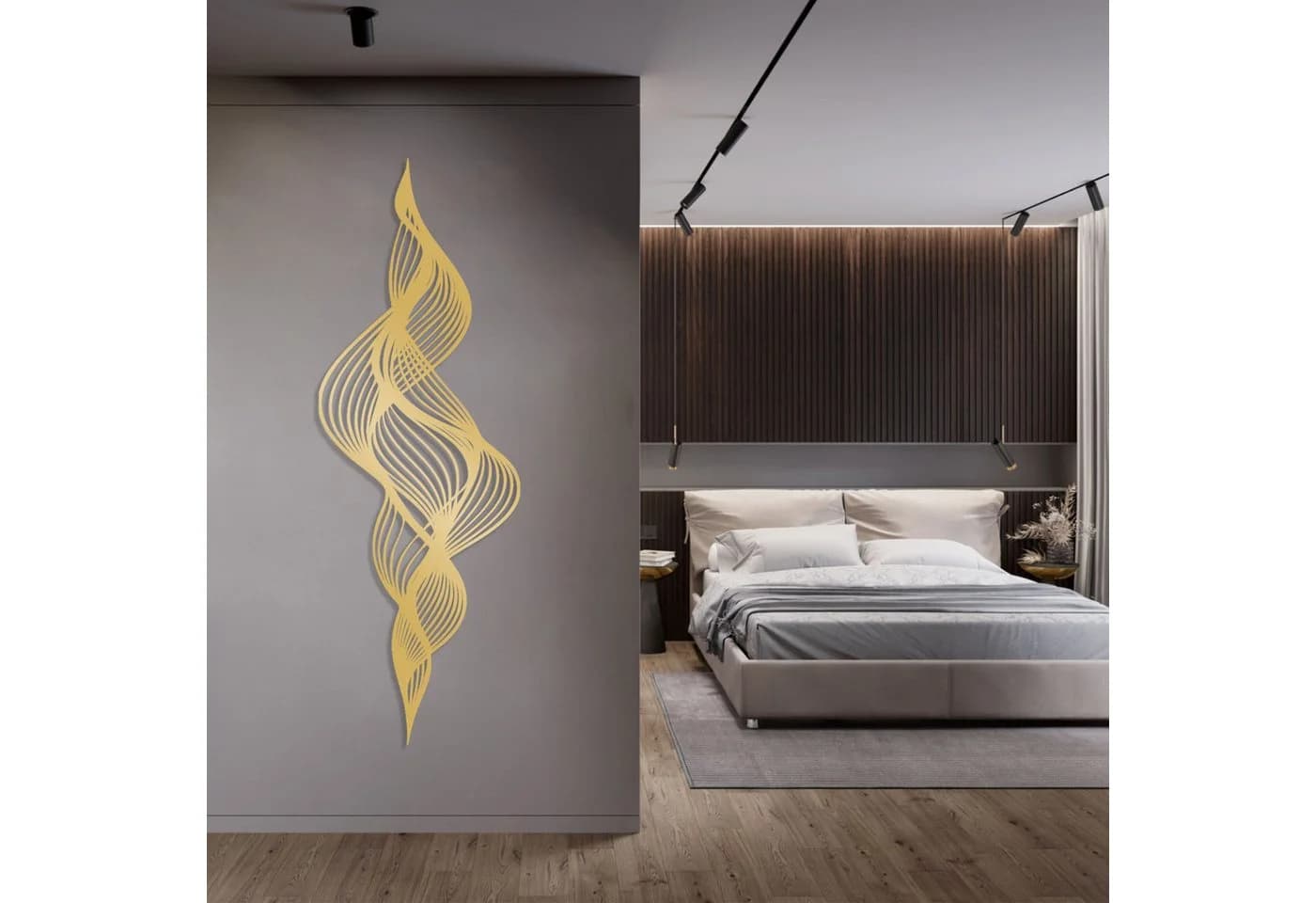 Jumpeak Wanddekoobjekt Metall Abstraktes Spiralmuster Gold/Schwarz/Silber/Weiß