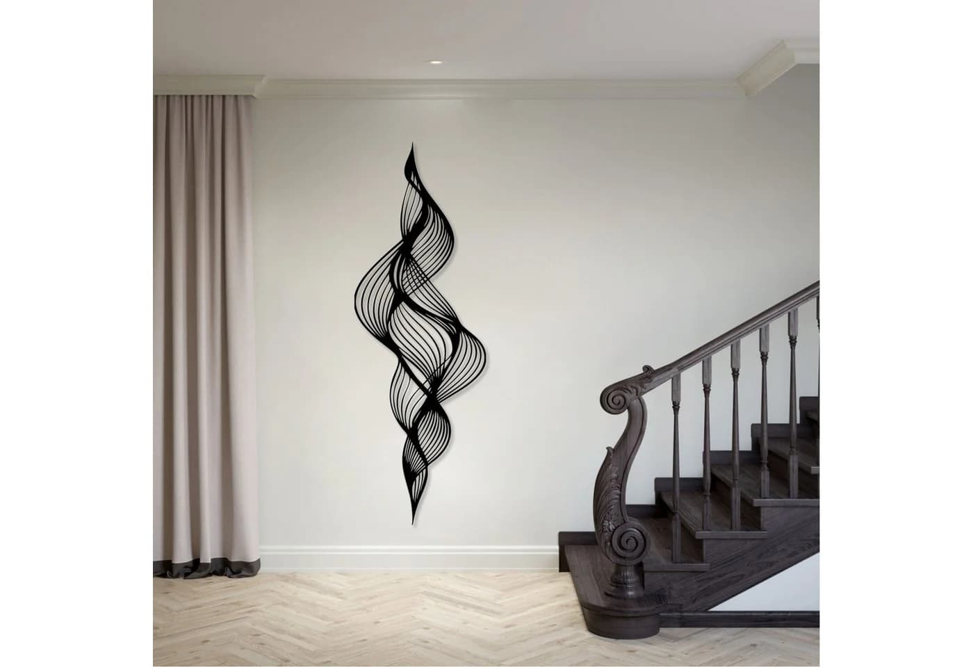 Jumpeak Wanddekoobjekt Metall Abstraktes Spiralmuster Gold/Schwarz/Silber/Weiß - Bild 3