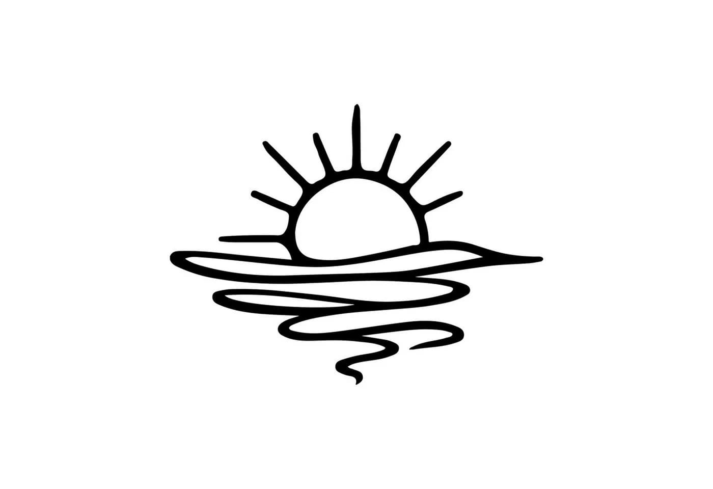 Jumpeak Metall Wanddeko Sonnenaufgang Minimalistisch Schwarz/Weiß/Gold/Silber - Bild 2