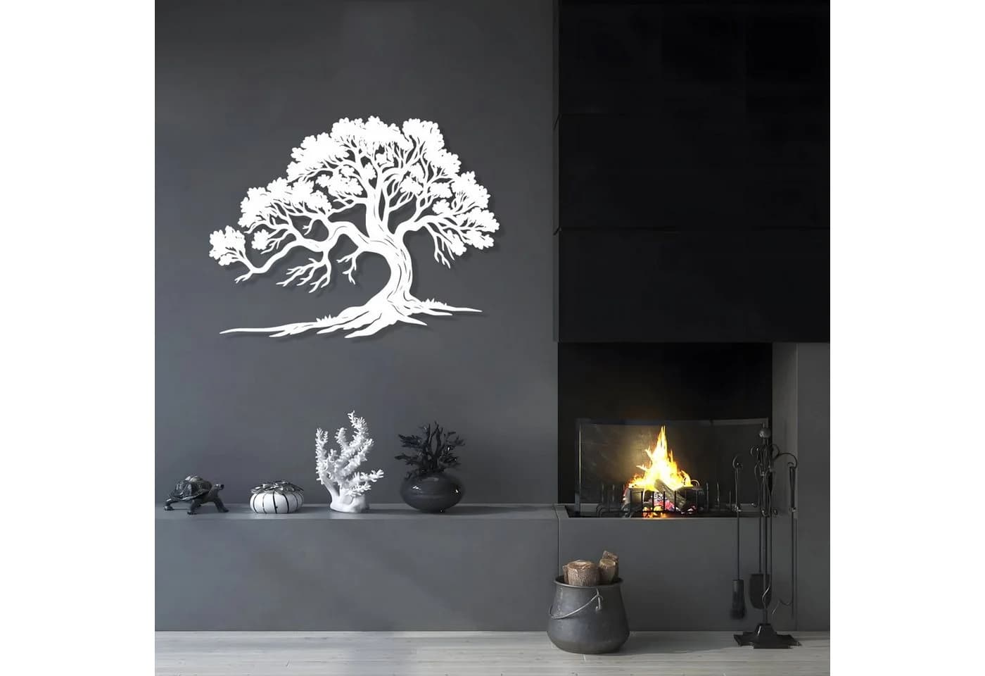 Jumpeak Lebensbaum Wanddeko Metall Eiche Schwarz Silber Gold Weiß - Bild 5