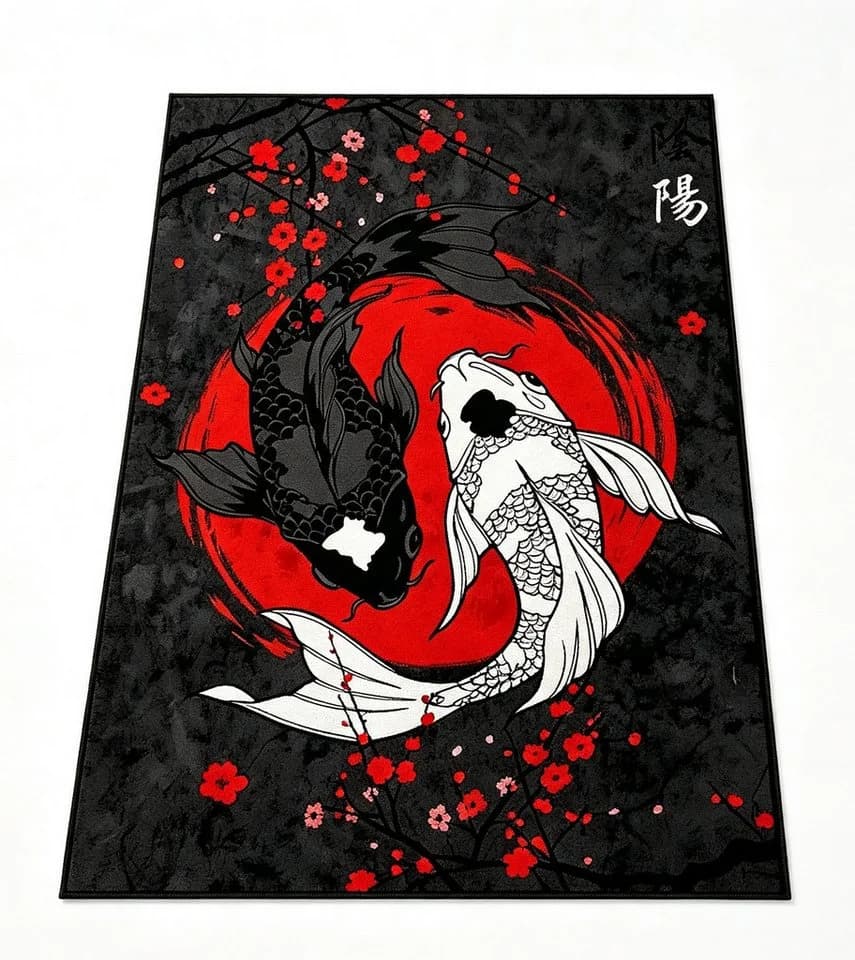 Jumpeak Teppich Orientalisch Koi-Muster Faux Cashmaschine waschbar - Bild 2