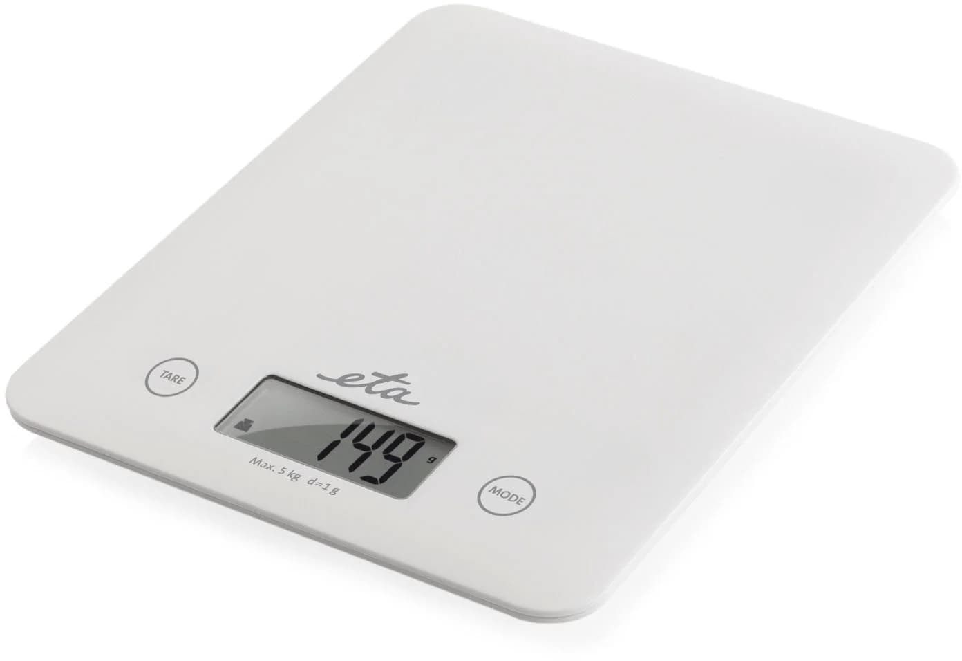 eta Küchenwaage Lori weiß, bis 5kg, Genauigkeit 1g, LCD-Display, TARE