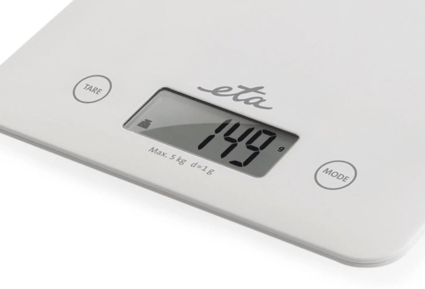 eta Küchenwaage Lori weiß, bis 5kg, Genauigkeit 1g, LCD-Display, TARE - Bild 2
