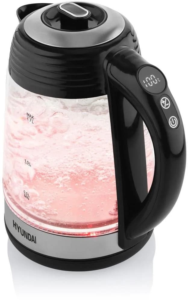 Hyundai Wasserkocher VK780 Schwarz/Edelstahlfarben 1,7L Temperaturregelung