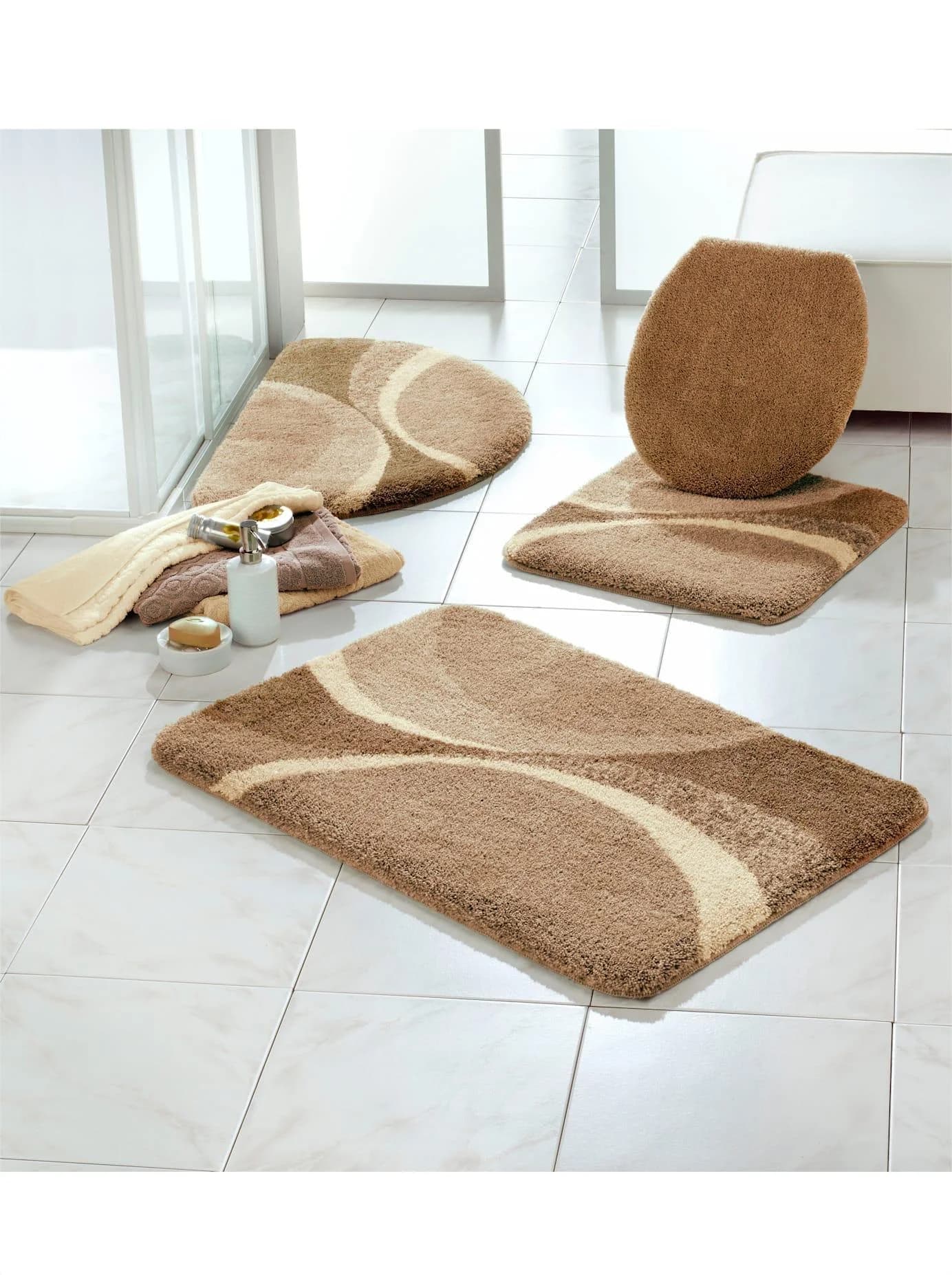 Badematte GRUND Gr. 4 Beige Wellendessin