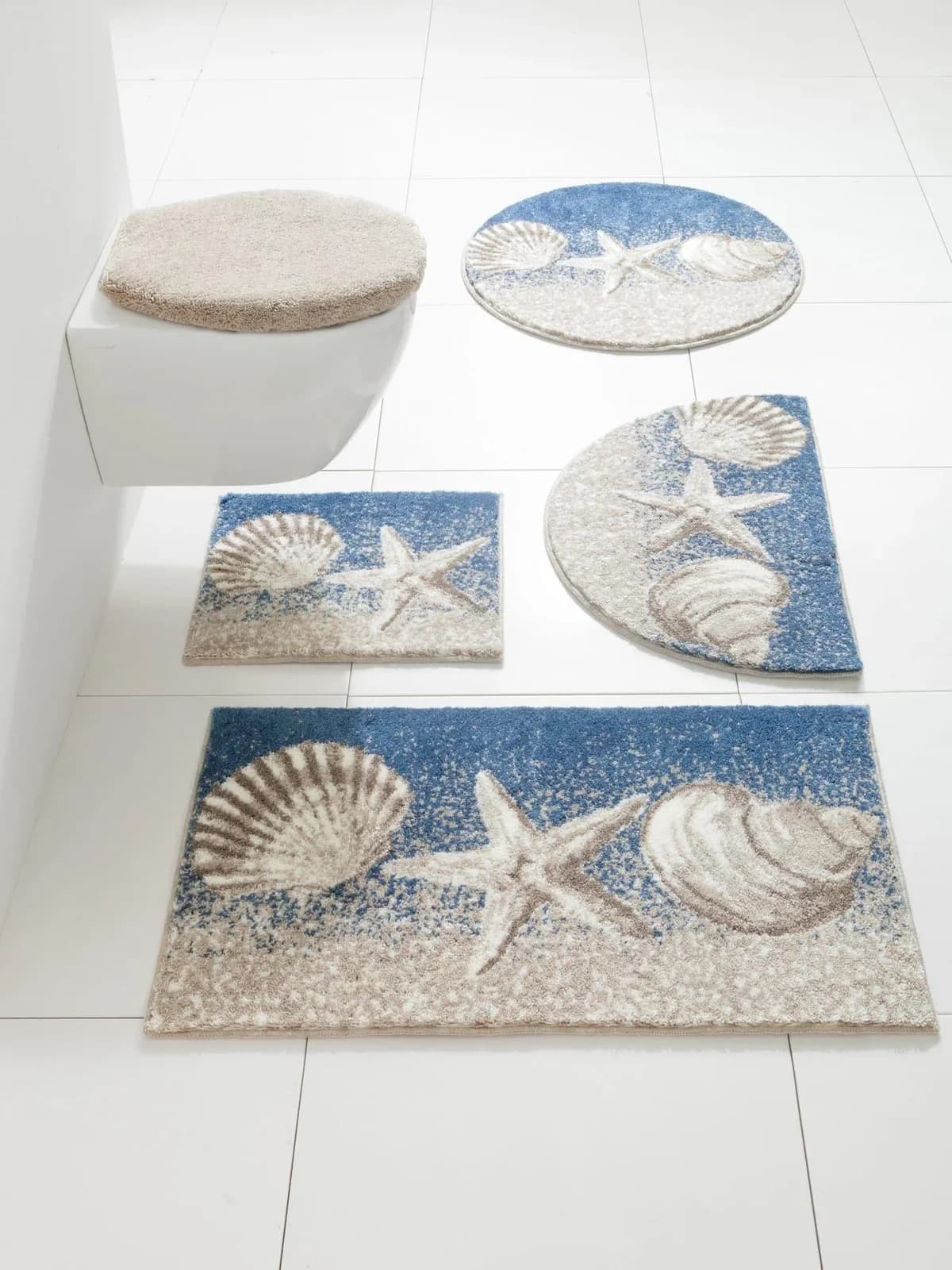 Badematte GRUND 80x150cm beige sand blau rechteckig