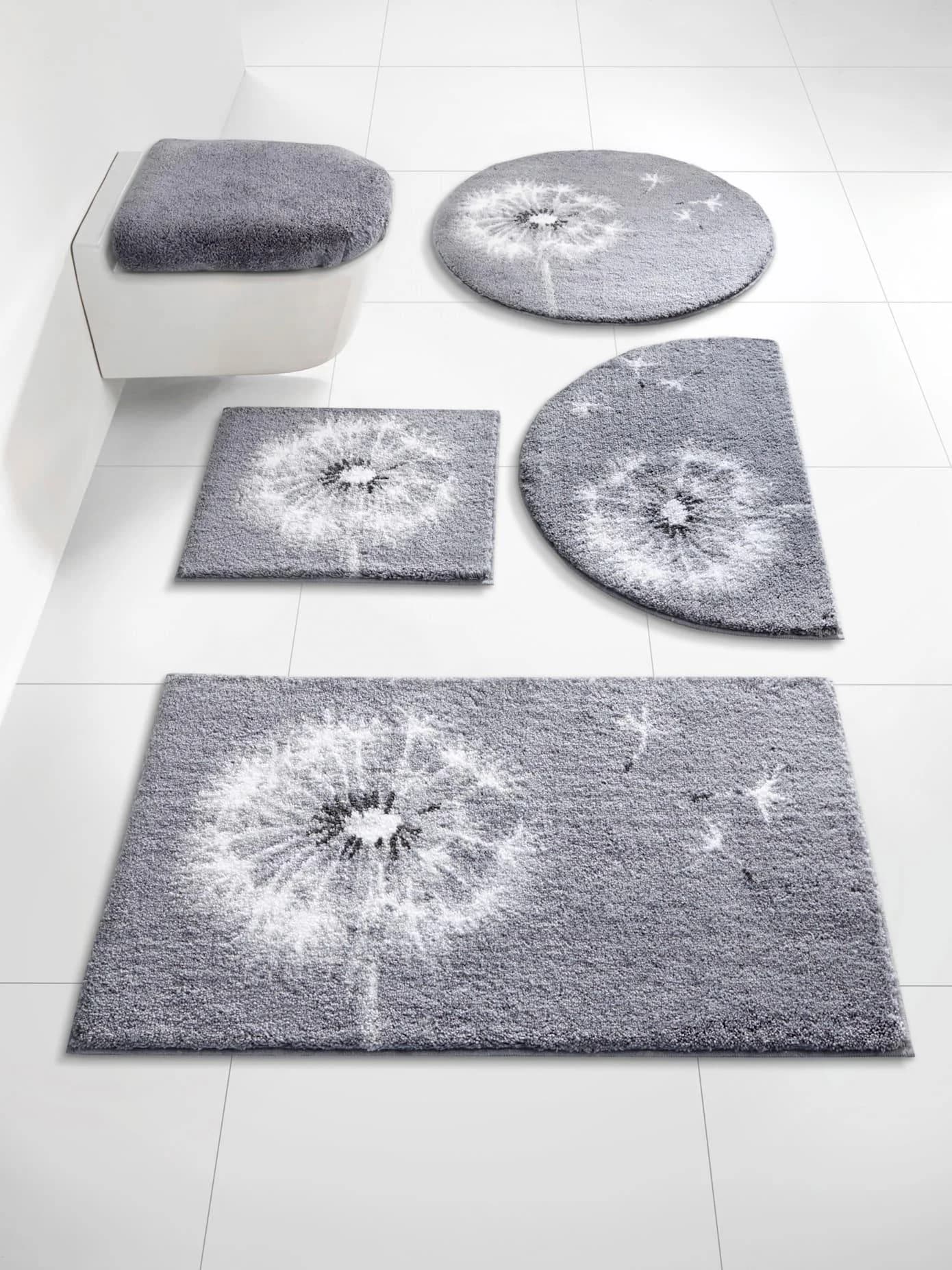 Badematte GRUND Grau Geblümtes Design