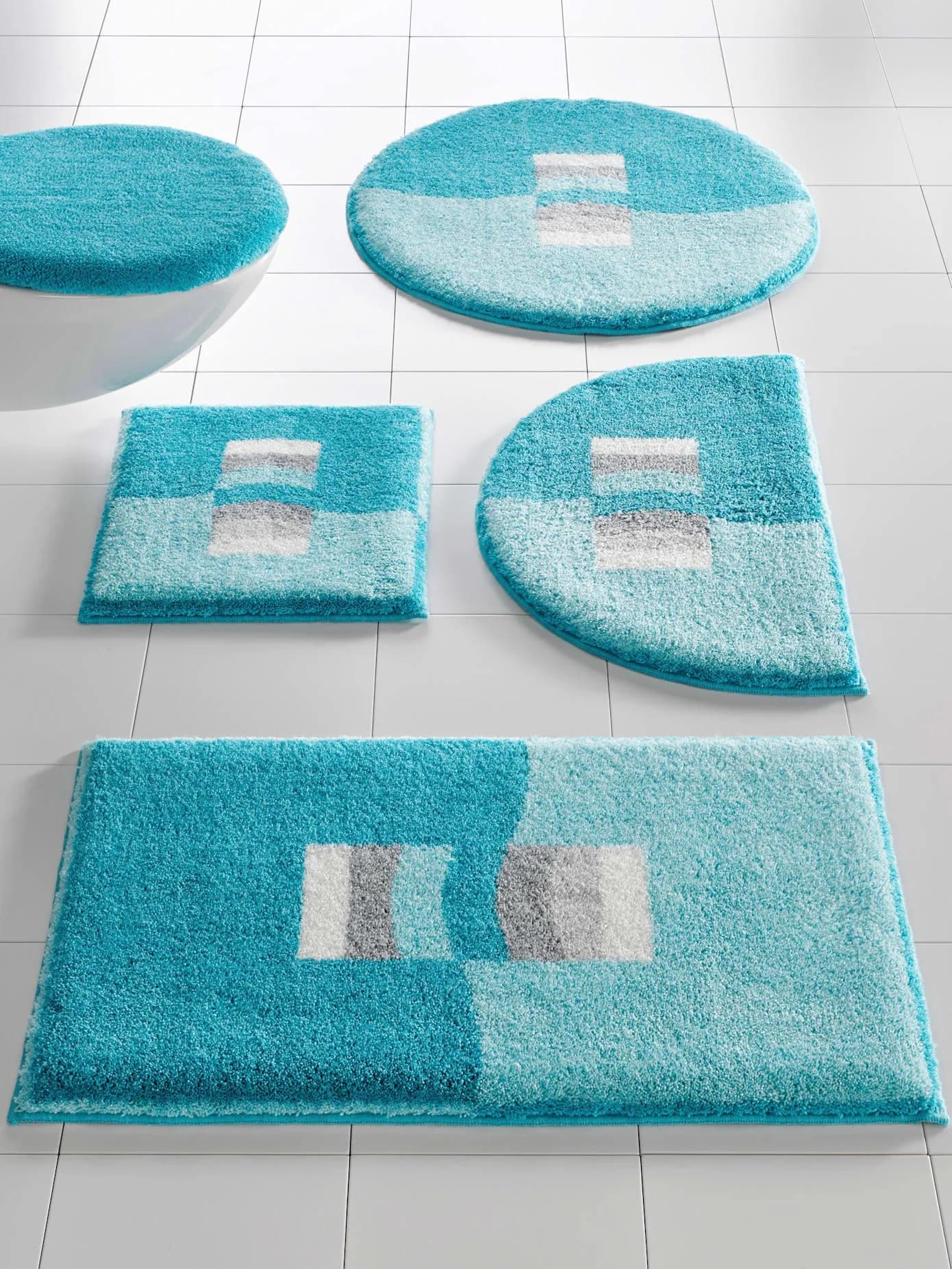 Badematte GRUND Gr. 2, blau (türkis), rechteckig 90x50cm