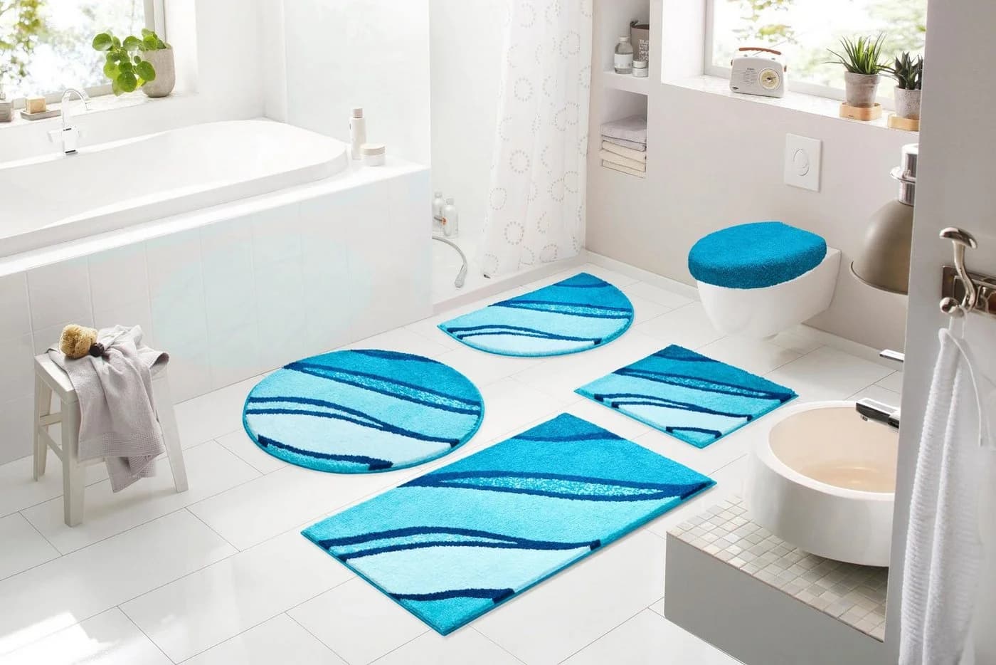 Grund Badematte Belize Rund Türkis Polyacryl - Bild 4