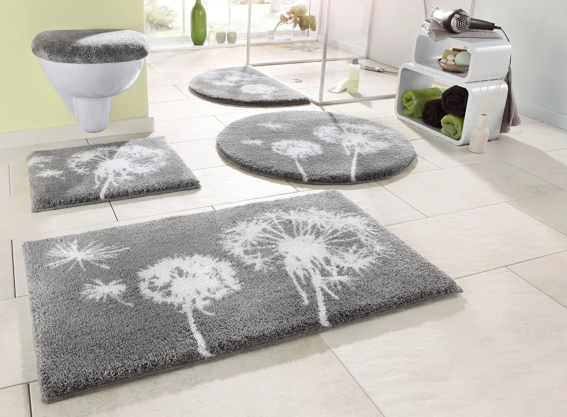 Badematte Grund Pusteblume Badvorleger Badezimmer Teppich