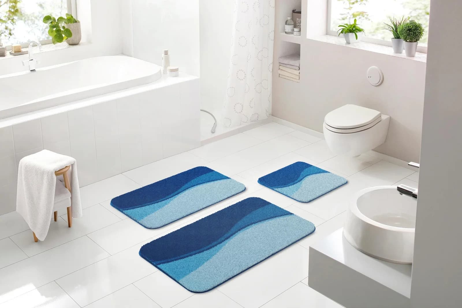 Badematte LINEA DUE Flash Blau Polyacryl Rutschhemmend