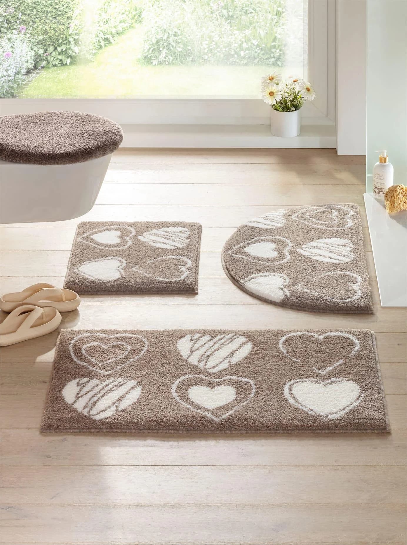 Badematte GRUND Grau Taupe Ecru 70x120cm Rechteckig