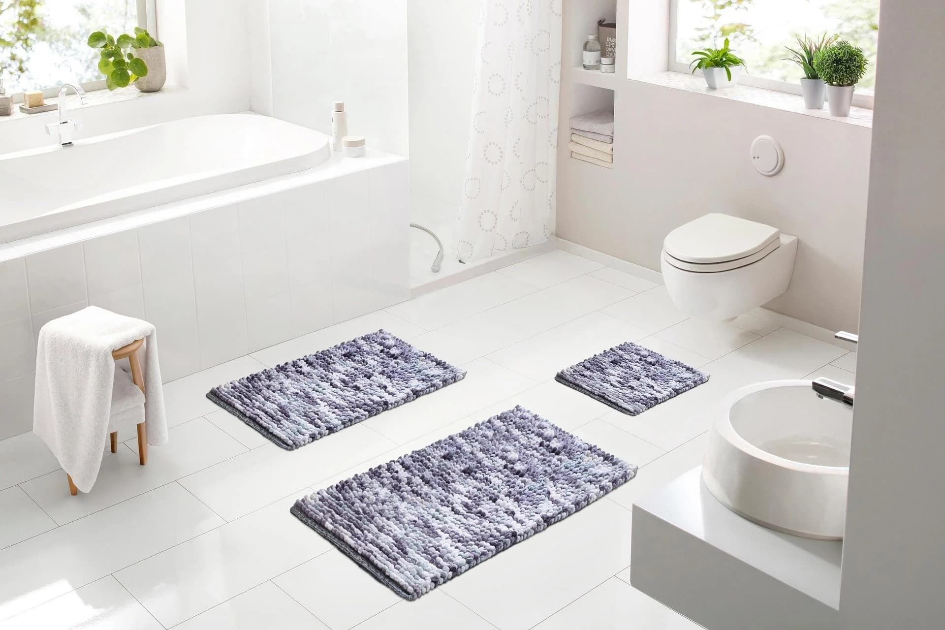 Badematte LINEA DUE "Punto" Hellgrau Gemustert