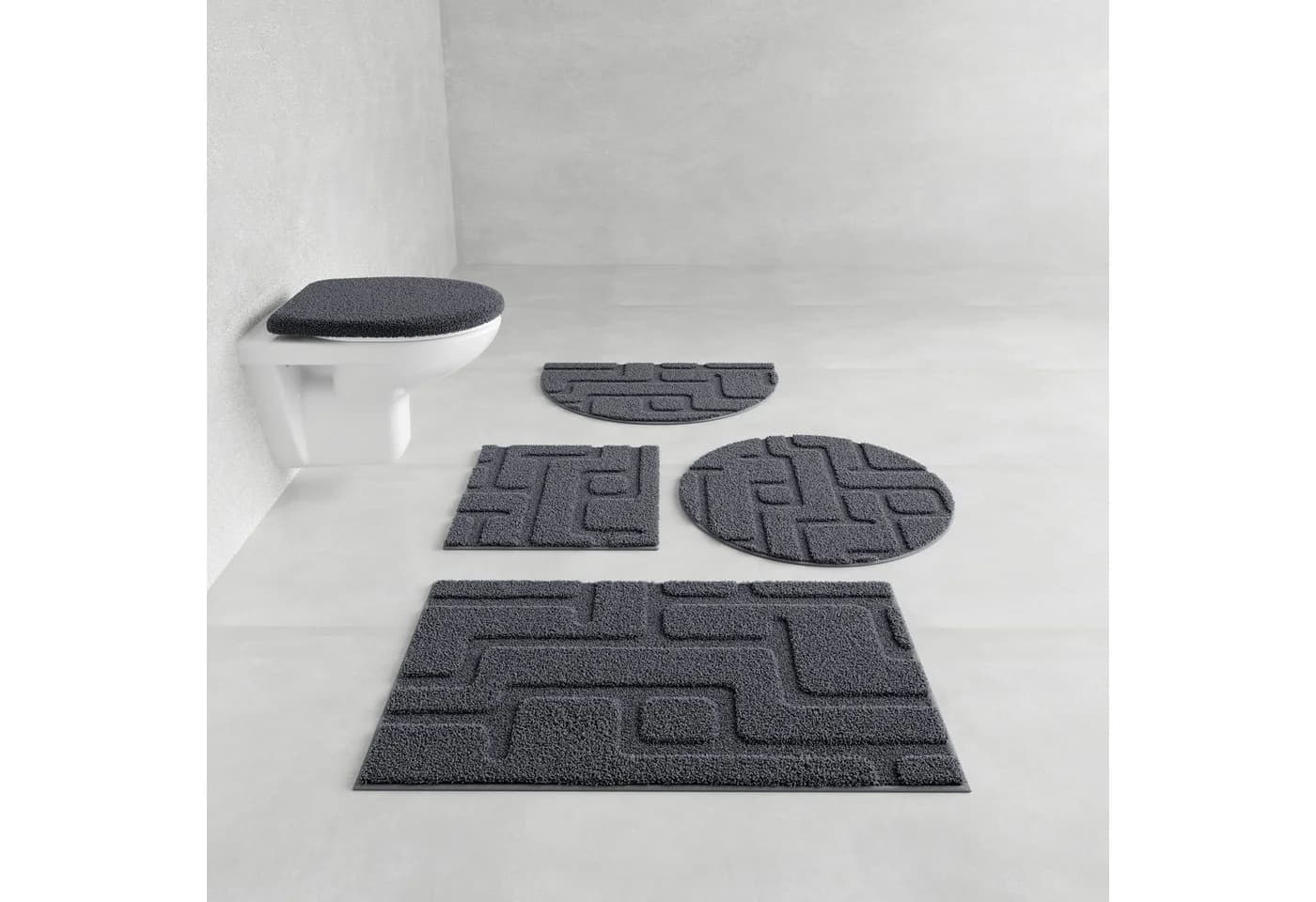 Grund Badematte Riana Grau Modern Hoch-Tief-Struktur - Bild 2