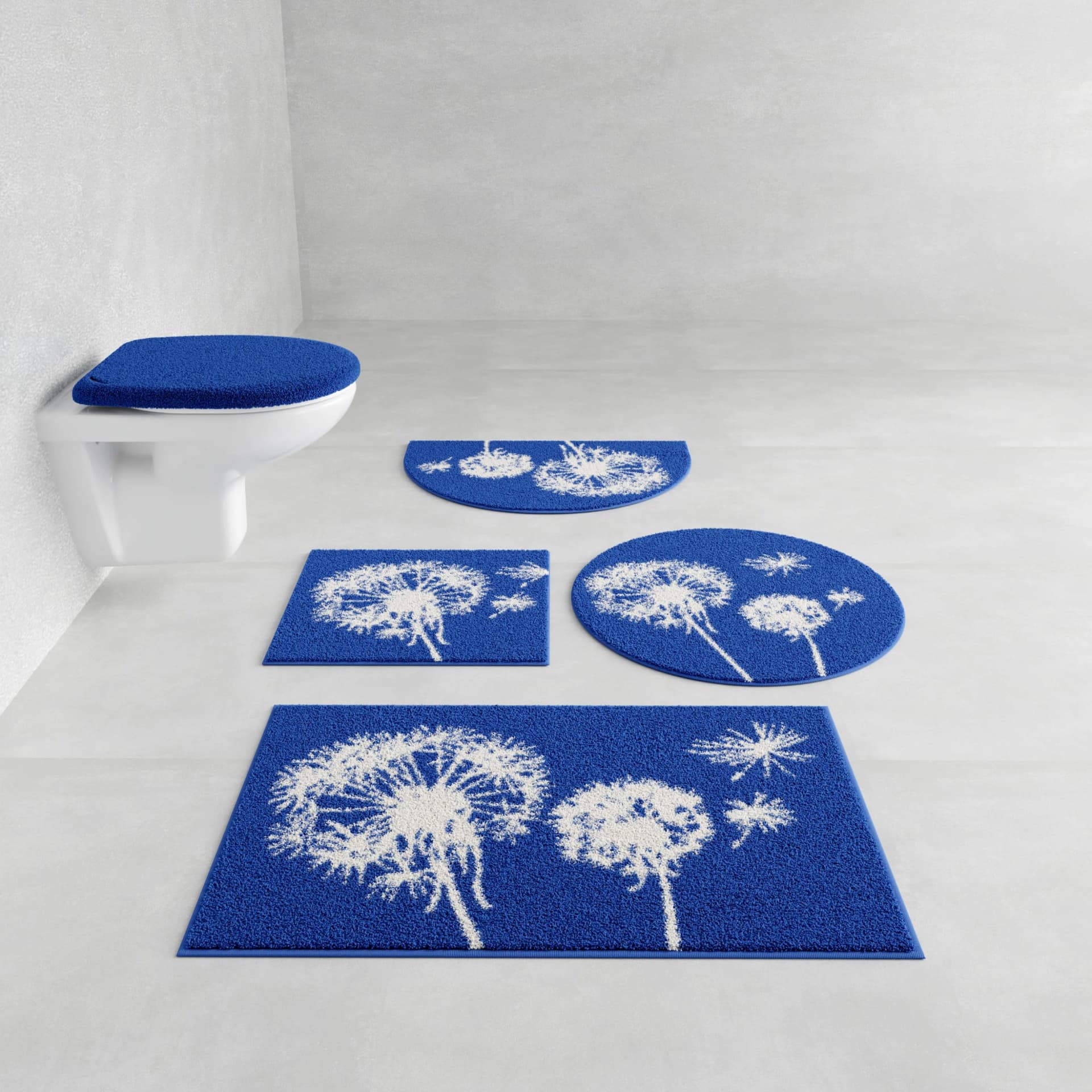 GRUND Badematte Pusteblume Blau Floral Rutschhemmend